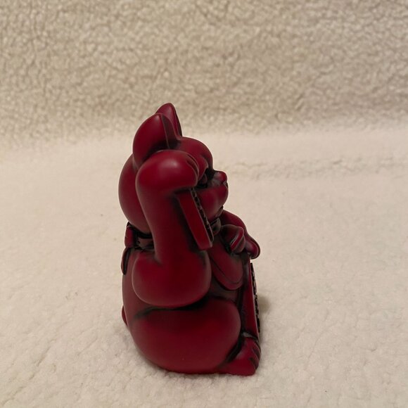 VTG‎ Japanese Red Lucky Cat Maneki Neko 4" Right Hand Raised - Picture 4 of 6